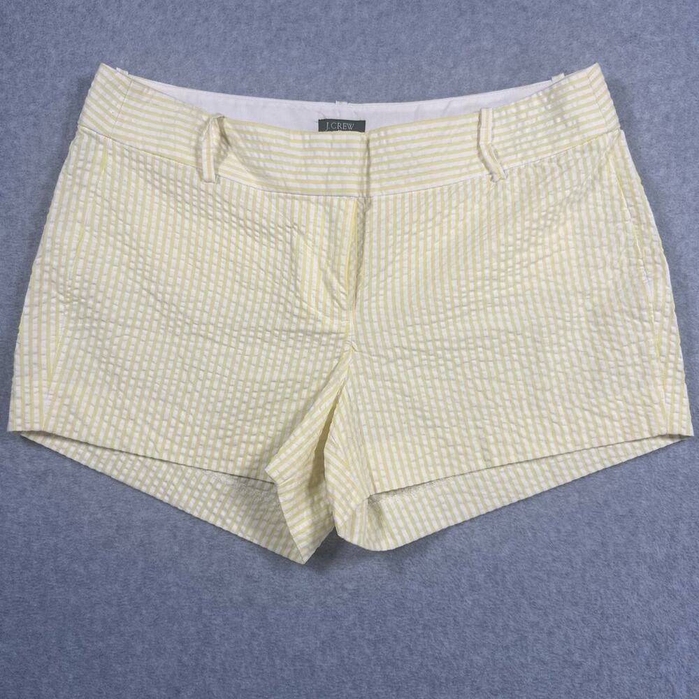 J.Crew Seersucker Shorts Women's Size 6 Yellow White Striped 100% Cotton Preppy